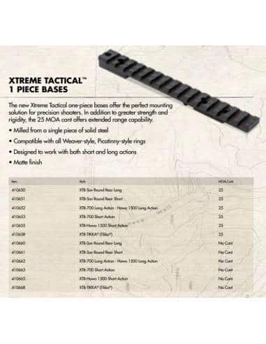 Burris 410658 Xtreme Tactical 1PIECE Base, 25 MOA Elevate, Weaver/Picatinny-Style, Tikka, MATTE0