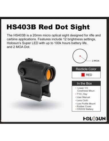 HOLOSUN HS403B Micro Red Dot Sight (2 MOA) with AR Riser by HOLOSUN