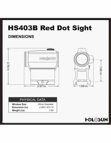 HOLOSUN HS403B Micro Red Dot Sight (2 MOA) with AR Riser by HOLOSUN