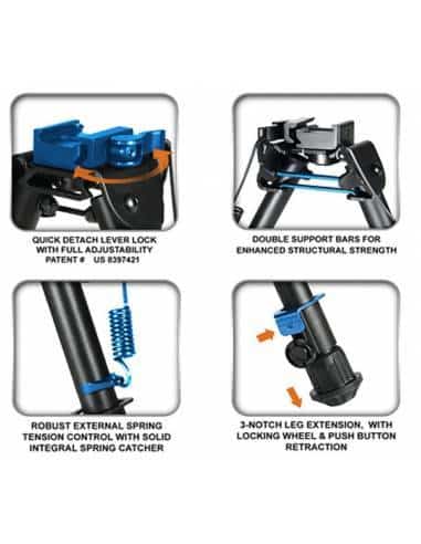 UTG Tl-bp78q, Leapers INC, Bipod Tactical OP, Altezza 15-18,5 cm Unisex-Adulto, Nero, 5.9-7.3"