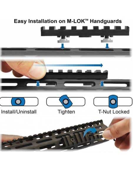 UTG PRO M-LOK(TM) - Sezione Picatinny a 8 fessure, colore: Nero