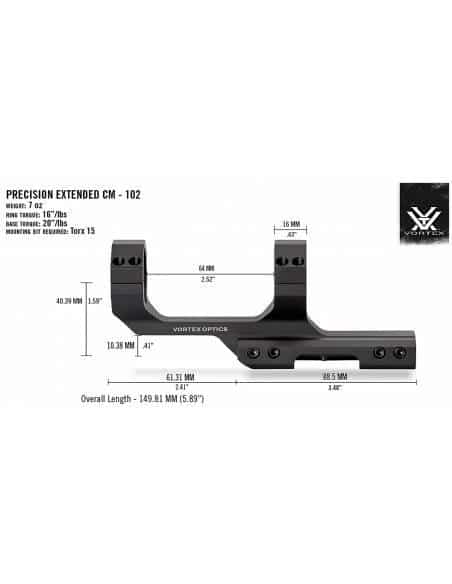 Vortex Cantilever Ring Mount for 30mm Tube, 2in Offset CM-202 by Vortex