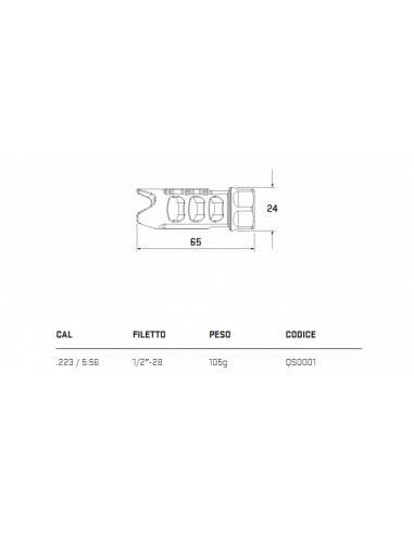 Compensatore Freno di bocca per carabine / fucili calibro 223 Audere Quarter Stroke Muzzle Brake - QS0001/N