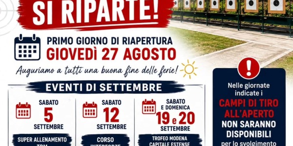 RIAPERTURA TIRO A SEGNO NAZIONALE SEZIONE SASSUOLO