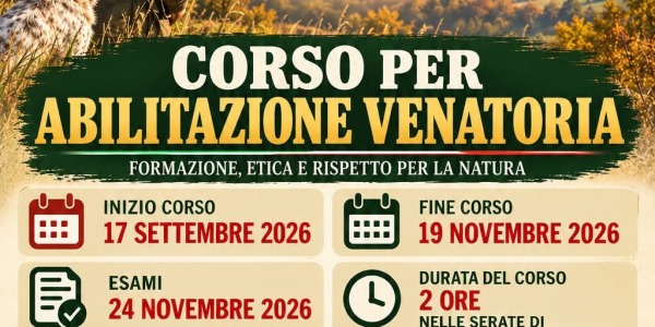 CORSO DI PRIMA ABILITAZIONE VENATORIA ENALCACCIA  MODENA